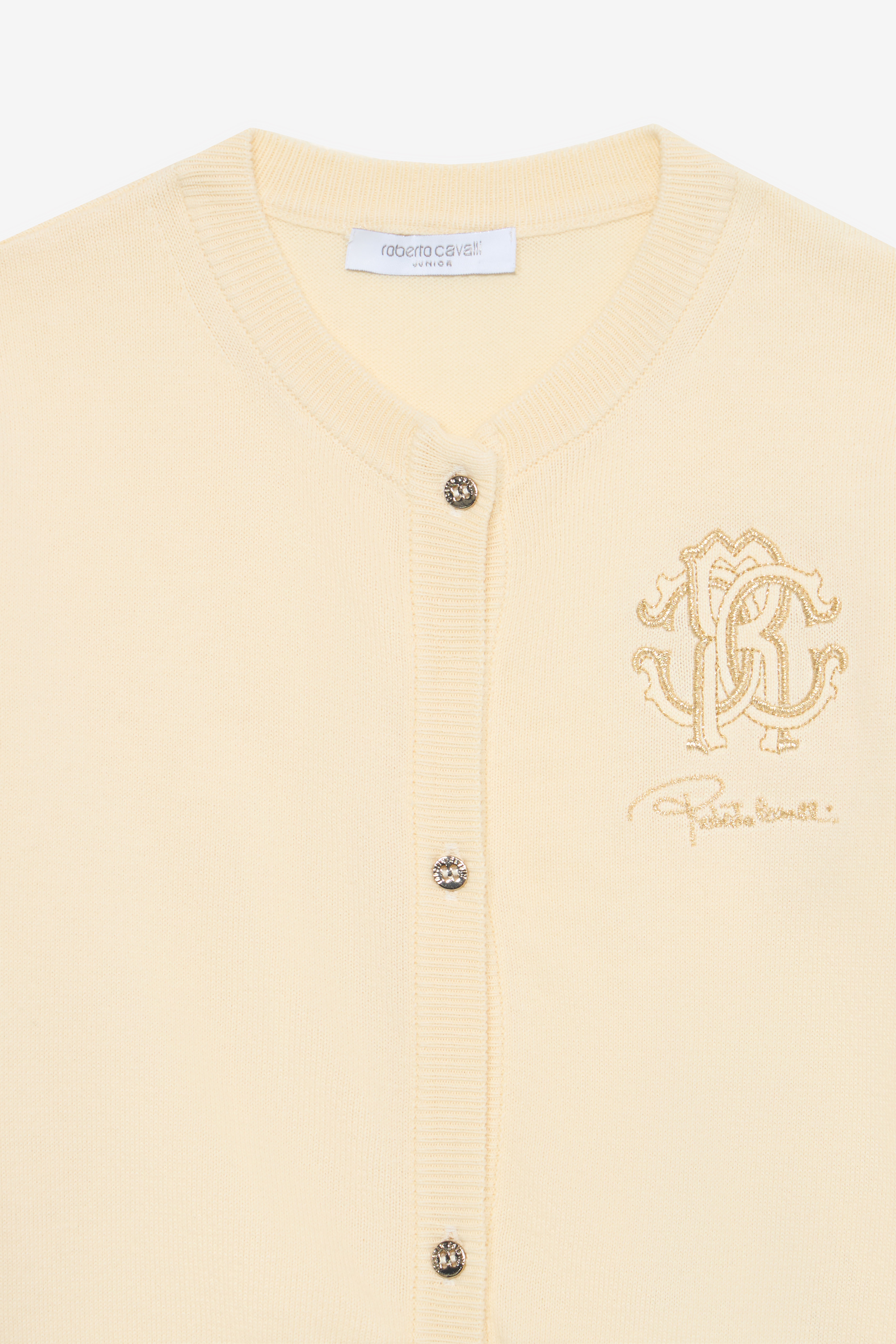 JU Light Yellow Cardigan With Monogram RC MILKY WHITE UJM60B-MG001