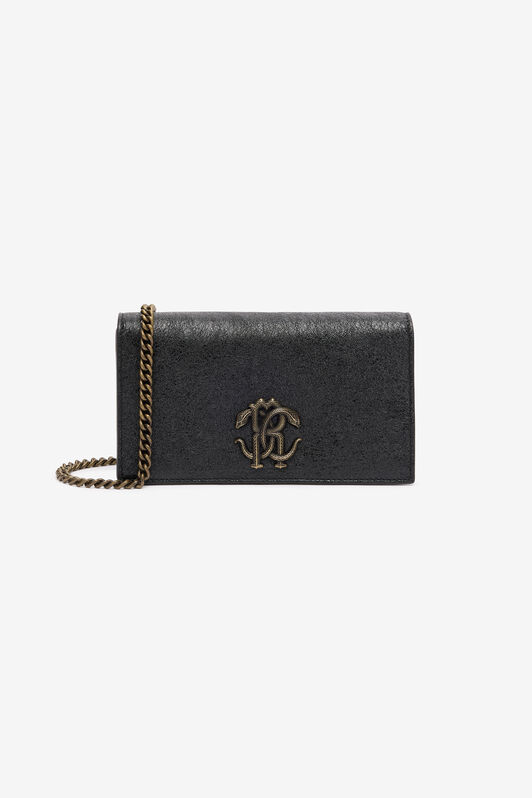 RC Cracked Leather Bag with Mirror Snake Monogram RC Cracked Leather Bag with Mirror Snake Monogram Black POB00C-PZO07