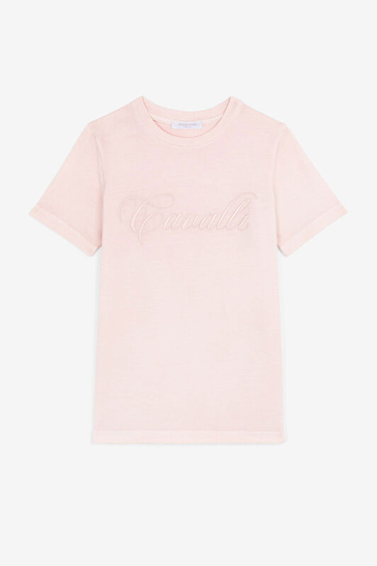 JU Pullover aus Baumwolle mit Logo und Slogan-Applikation JU Pullover aus Baumwolle mit Logo und Slogan-Applikation BLUSH OJT608-ISA2J