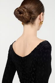 RC Black Sheath Dress With Jaguar Skin Pattern Black VWT162-CJ003