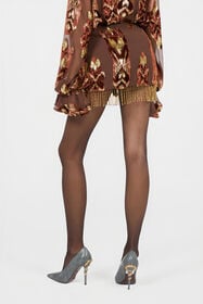 RC Mini Skirt With Fil Coupé Details and Fringes CHOCOLATE XQR305-FC004
