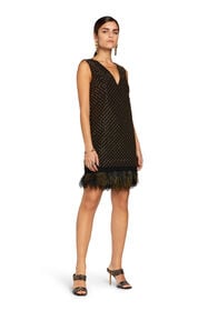 RC Geometric grid-embroidered minidress Black/Gold MQR136-WB002