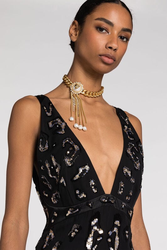 RC Sequin-embellished open-back dress RC Sequin-embellished open-back dress Black QKR190-GG021