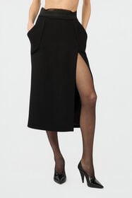 RC Black Midi Skirt With Slit BLACK XWT310-GA099