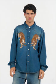 RC Camicia in Denim con Ricamo Tigre ENDLESS SKY WNJ72B-DAR37