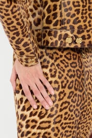 RC Leather Jacket With Leopard Skin Print Brown VKP400-ZV012