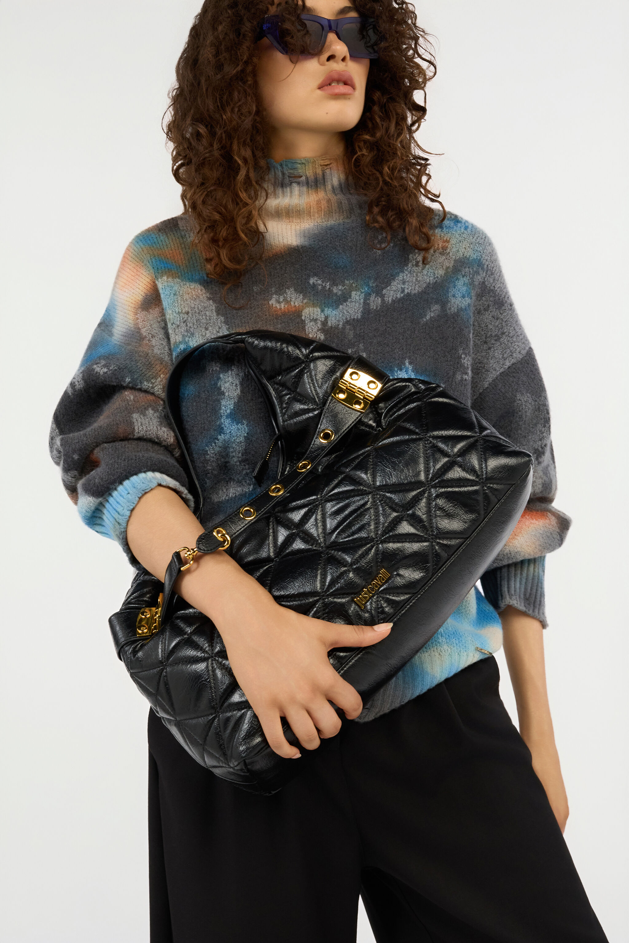 JC Black Quilted Shoulder Bag With Buckles JC Black Quilted Shoulder Bag With Buckles BLACK VFB104-VF736