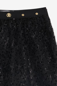 JU Glitzernder schwarzer Rock für Kids BLACK XJT30M-FT001