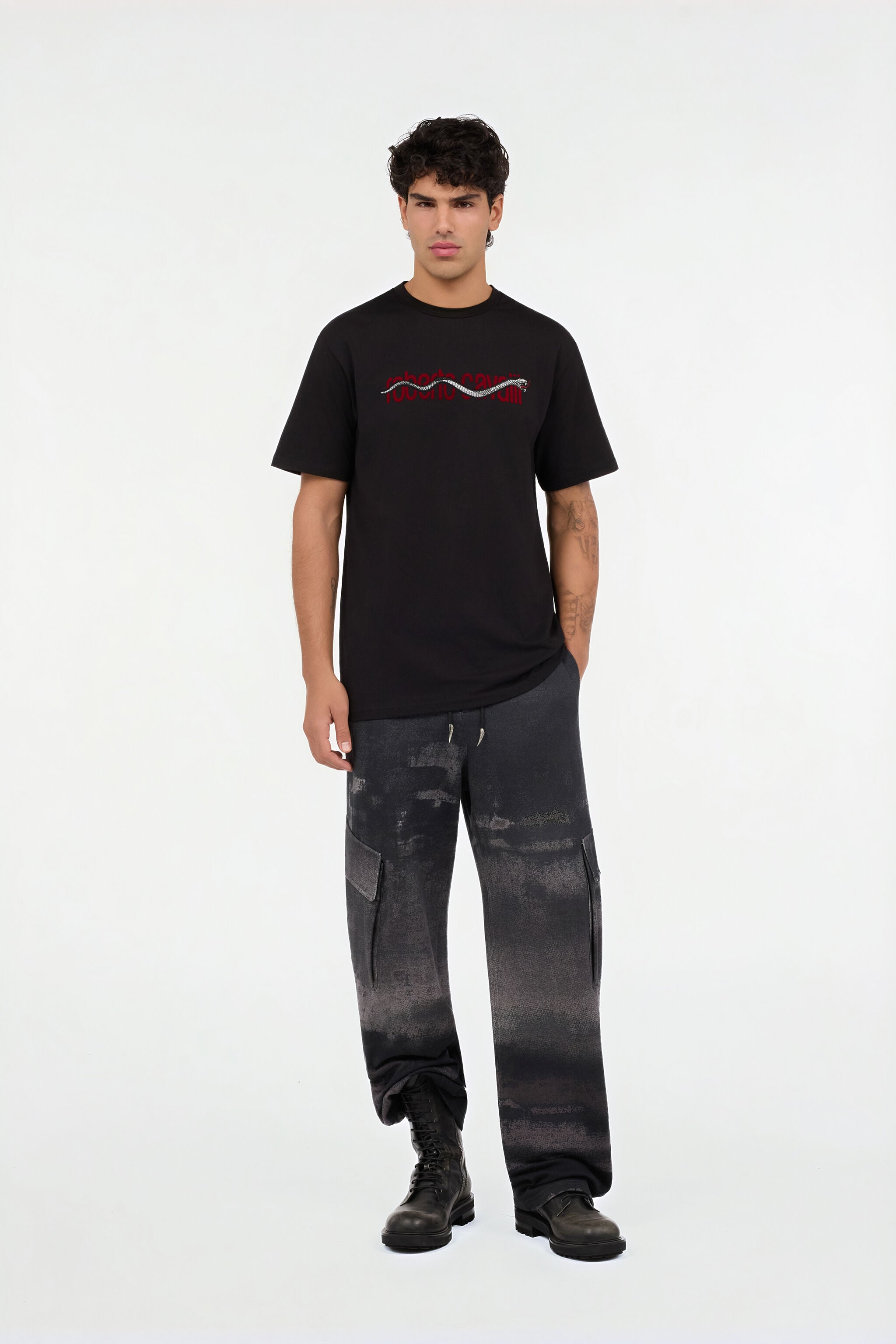 RC Black T-shirt with Snake Logo Embroidery RC Black T-shirt with Snake Logo Embroidery BLACK ROT60C-JD065