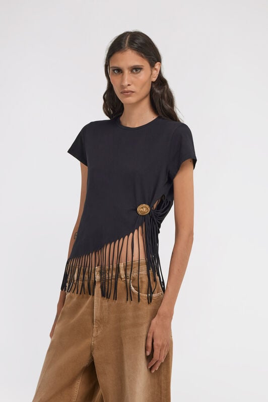 RC Fringe Trim T-Shirt RC Fringe Trim T-Shirt Black TKT60D-JD061