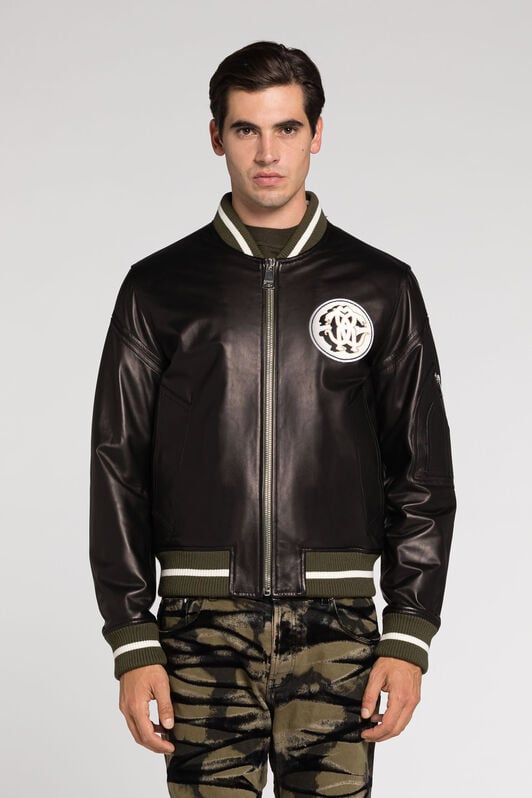 RC Mirror Snake Leather Bomber Jacket RC Mirror Snake Leather Bomber Jacket Black RRP812-PFF01