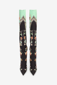 RC Boots in Silk with Kimono Print BLACK/GREEN VKS019-SE380