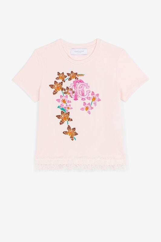 JU Floral-print detail T-shirt JU Floral-print detail T-shirt Pink QJT659-JV025