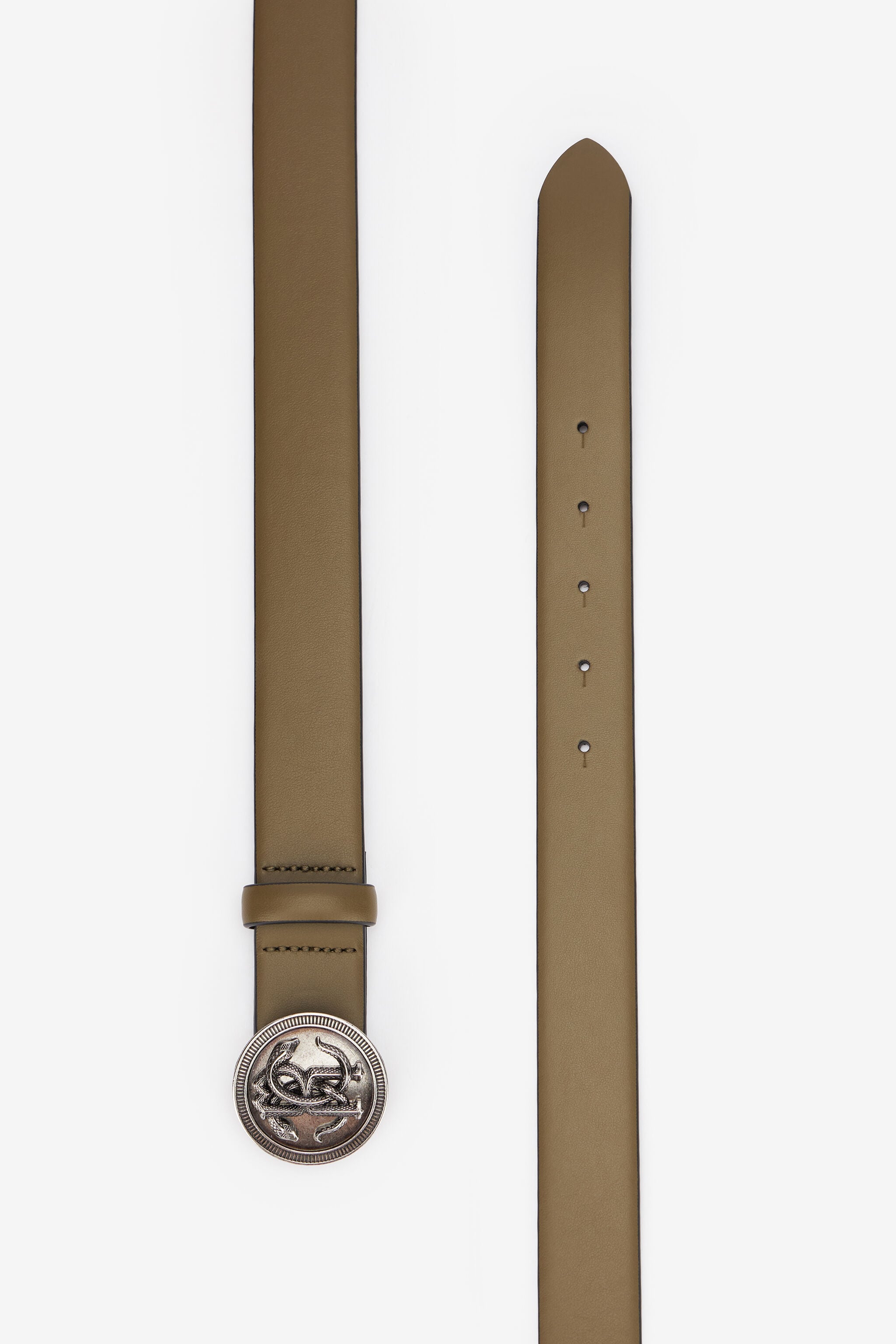 RC Solid-Color Belt With Mirror Snake Monogram RC Solid-Color Belt With Mirror Snake Monogram KAKI TRC003-PZ178