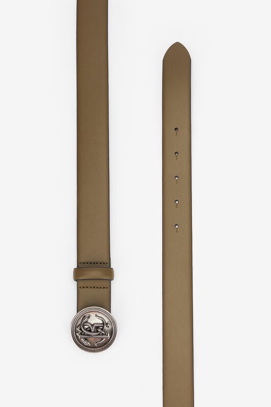 RC Solid-Color Belt With Mirror Snake Monogram RC Solid-Color Belt With Mirror Snake Monogram KAKI TRC003-PZ178