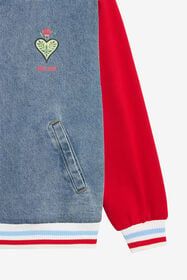 JC Denim Bomber Jacket with Red Sleeves LIGHT DENIM/RED BITT WFJ40C-DL008