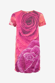 RC Vestido efecto encrespado con estampado de rosas Fucsia UKT155-FQN48