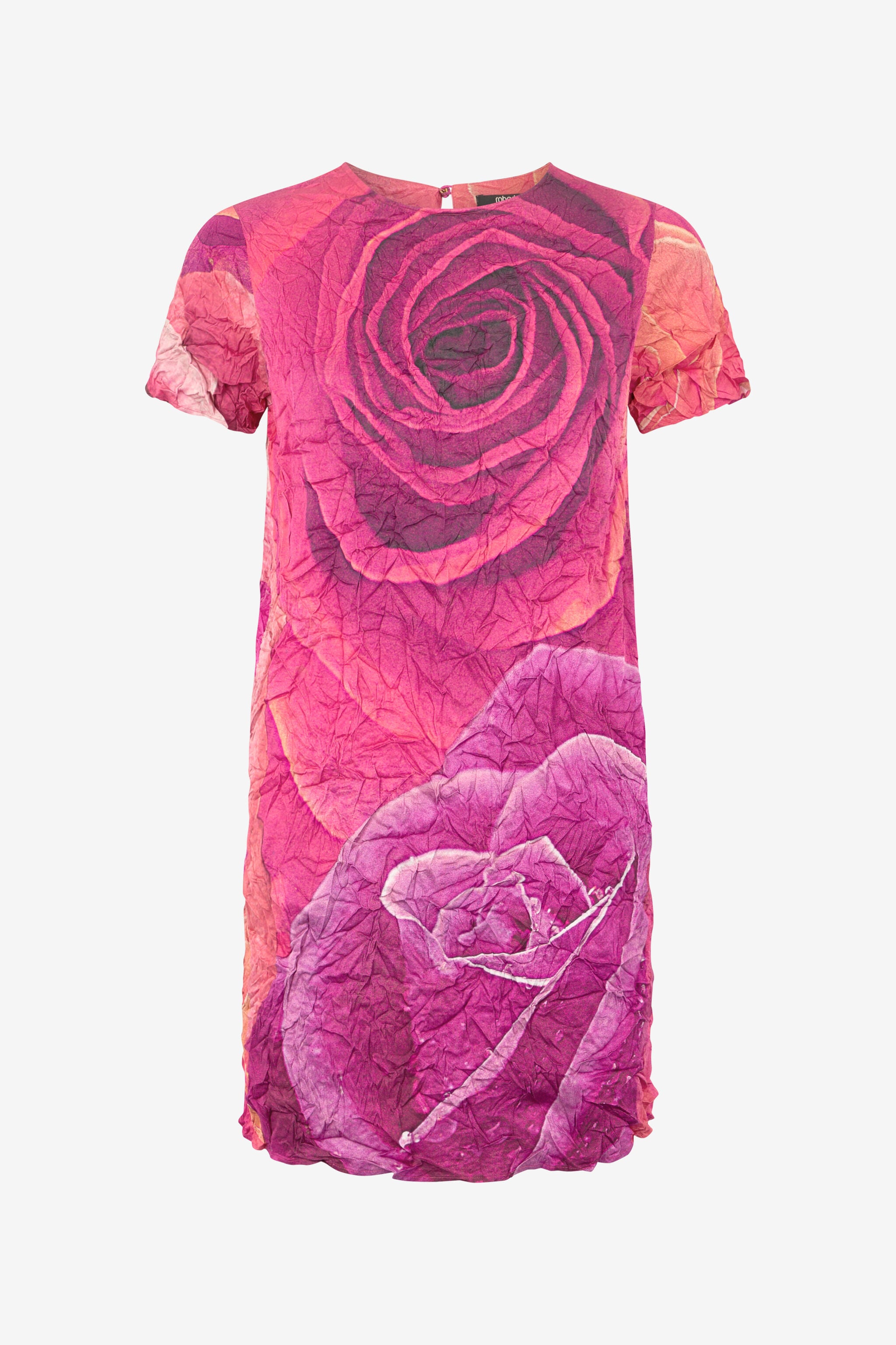 RC Crinkle-Effect Dress With Rose Print RC Crinkle-Effect Dress With Rose Print Fuchsia UKT155-FQN48