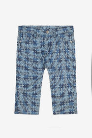 JU Tiger Skin-Print Pants With RC Monogram And Lettering Blue UJJ208-DYO44