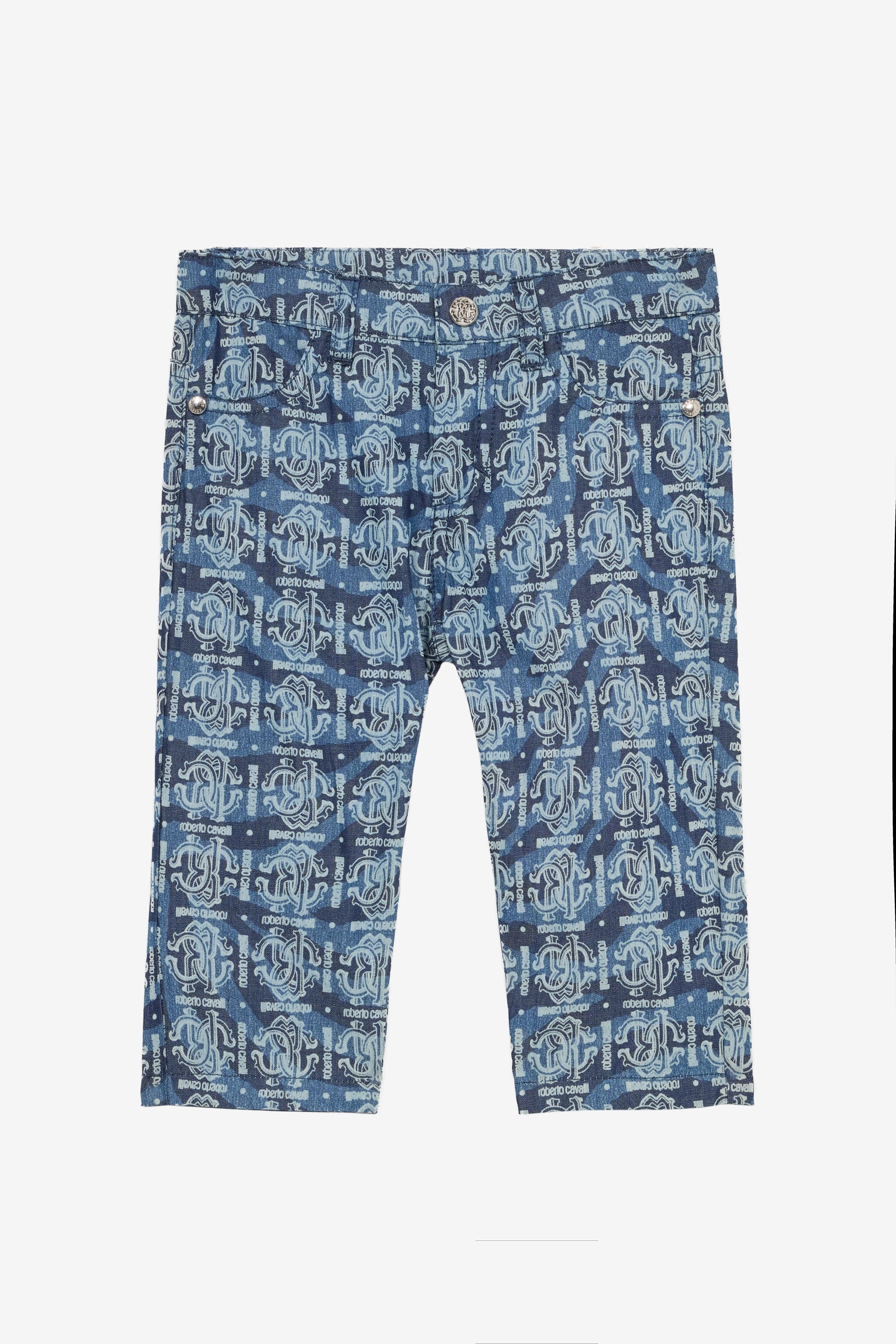 JU Tiger Skin-Print Pants With RC Monogram And Lettering Blue UJJ208-DYO44