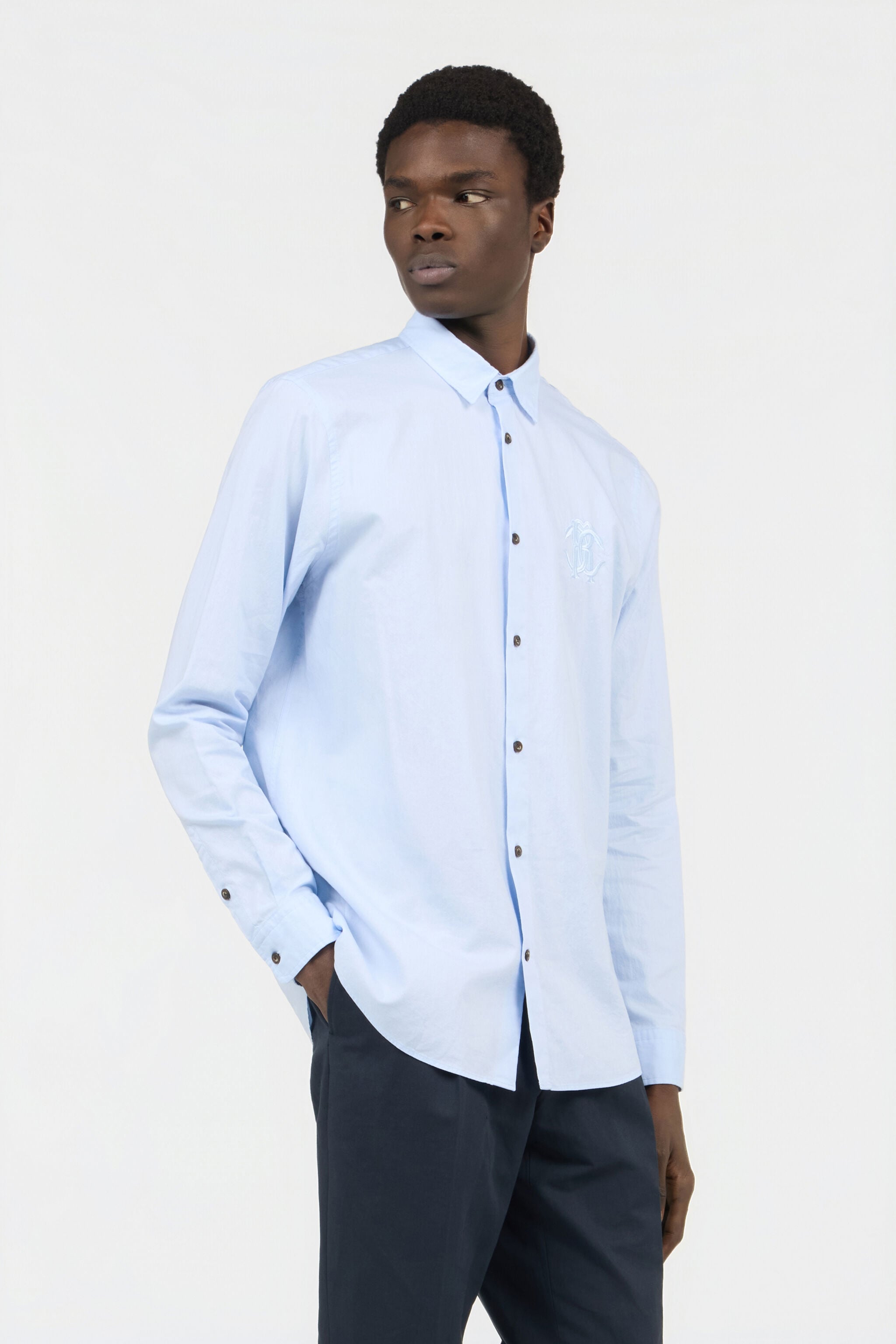 RC Chemise Bleu Clair avec Broderie Monogram RC RC Chemise Bleu Clair avec Broderie Monogram RC LIGHT BLUE SOT70P-FN006