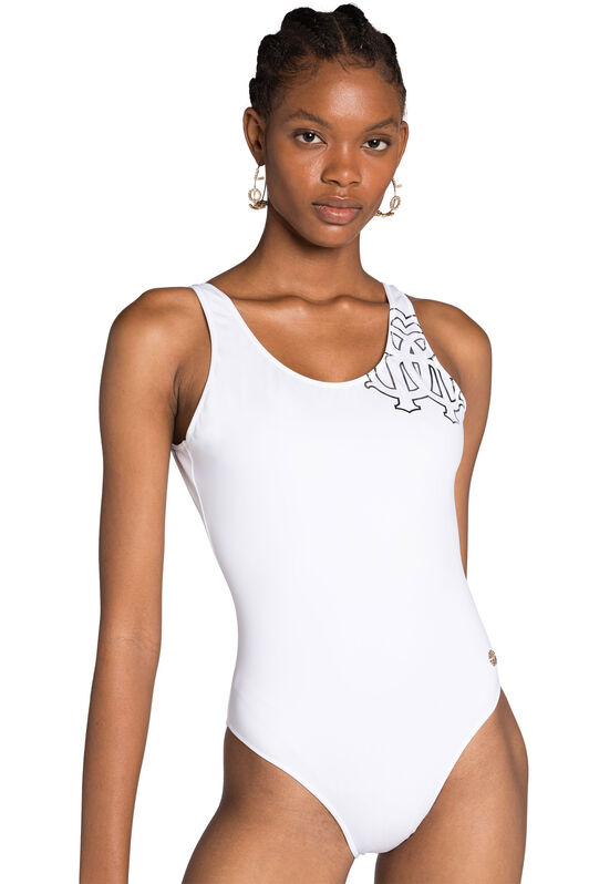 RC RC Monogram-Print Swimsuit Weiß KSW01W-LL002