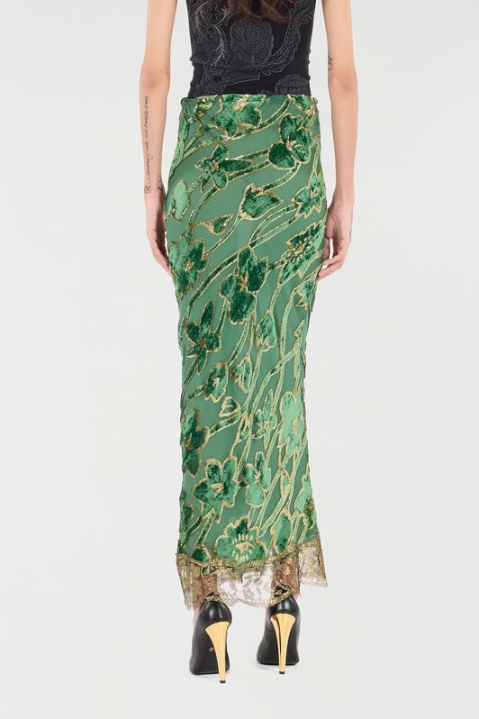 RC Long Silk-Blend Skirt RC Long Silk-Blend Skirt VERDE/ORO VKT303-FC007