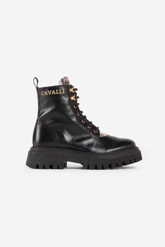 JU Logo-Embroidered Combat Boots JU Logo-Embroidered Combat Boots Black PJS001-PZ085