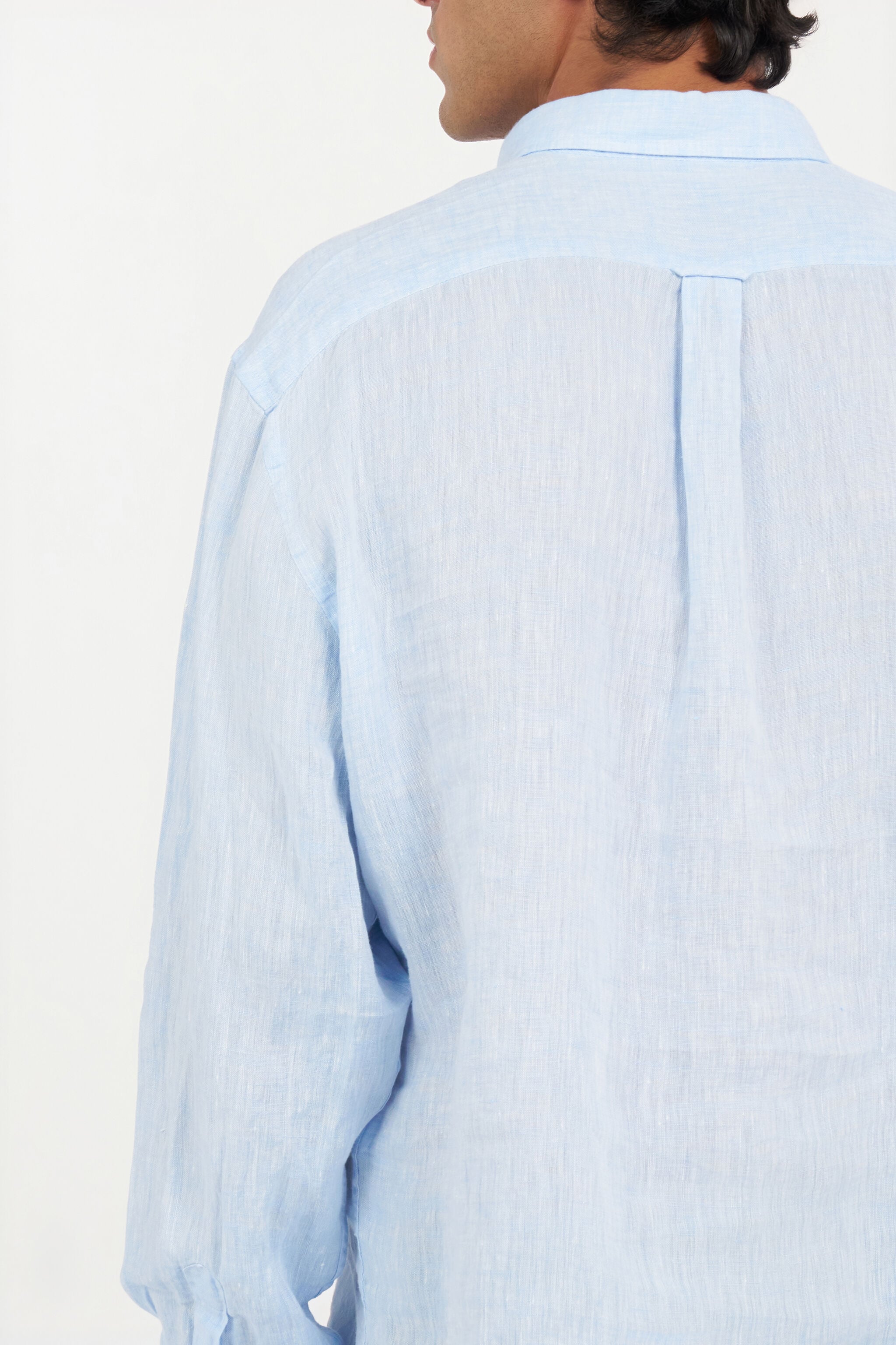 RC Hellblaues Leinenhemd mit Button-Down-Kragen RC Hellblaues Leinenhemd mit Button-Down-Kragen LIGHT BLUE QOT70I-LG018