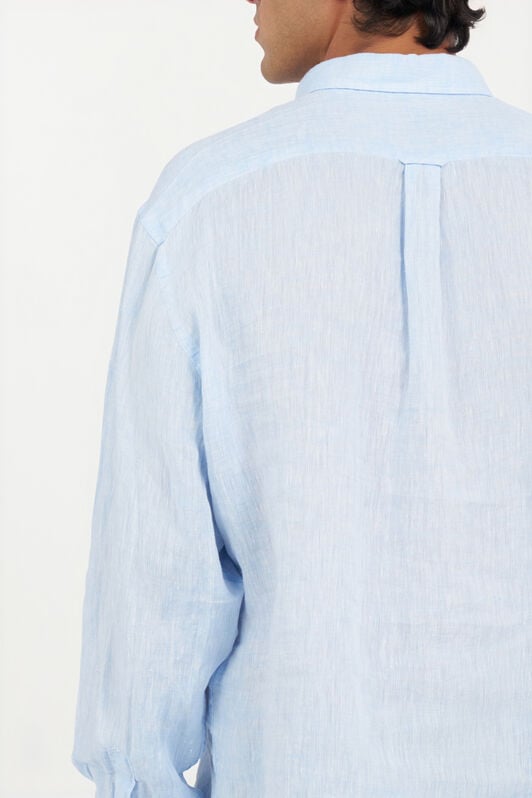 RC Hellblaues Leinenhemd mit Button-Down-Kragen RC Hellblaues Leinenhemd mit Button-Down-Kragen LIGHT BLUE QOT70I-LG018