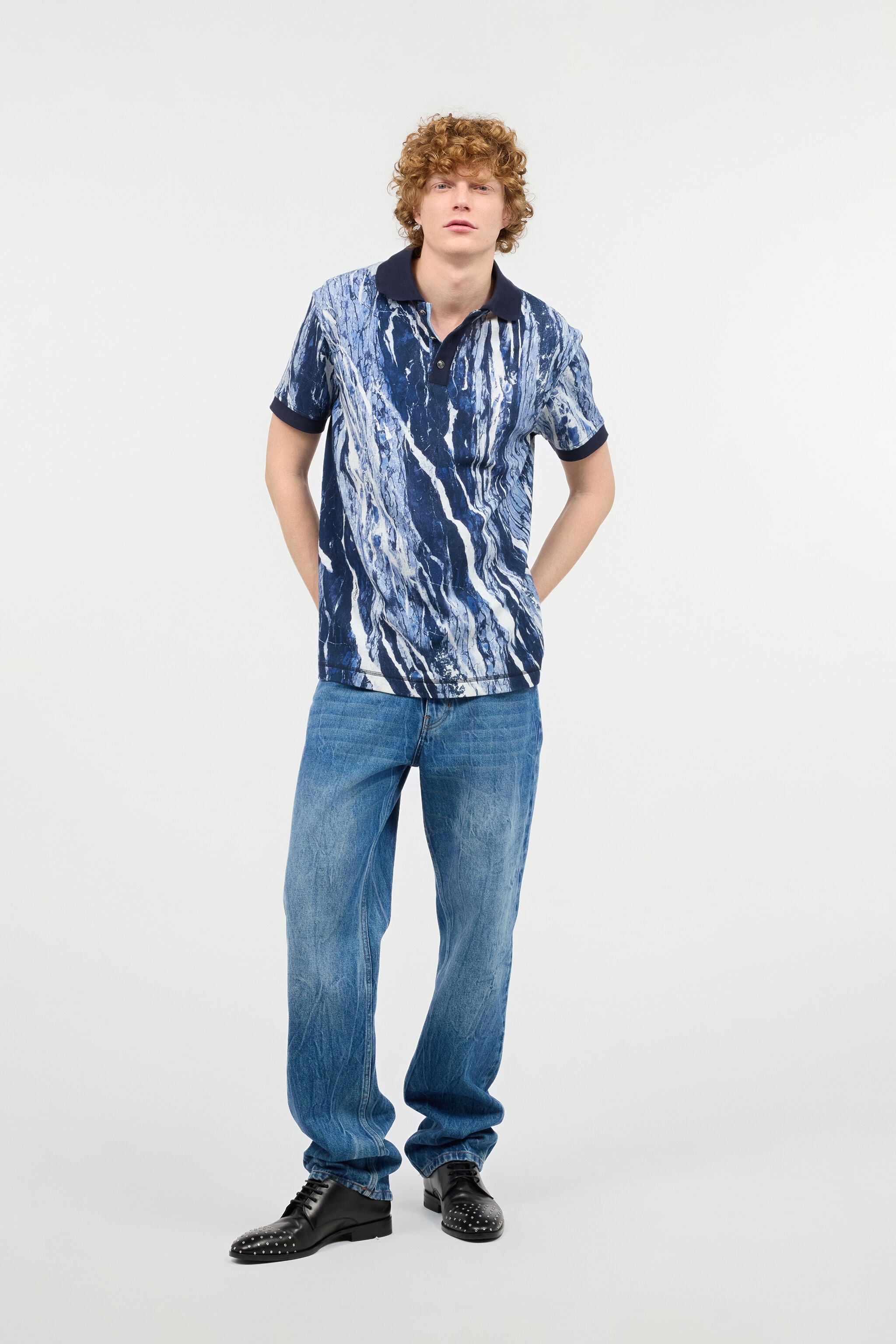 RC Polo Shirt With Rubane Print RC Polo Shirt With Rubane Print Dark blue URT64A-XKN22