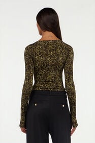 JC Leopard Skin Print Top with Cut-Out VERDE 185 VFT208-VF331