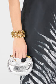 RC Mini Hobo Roar Bag With Snake Print Silver UKB013-PZ579