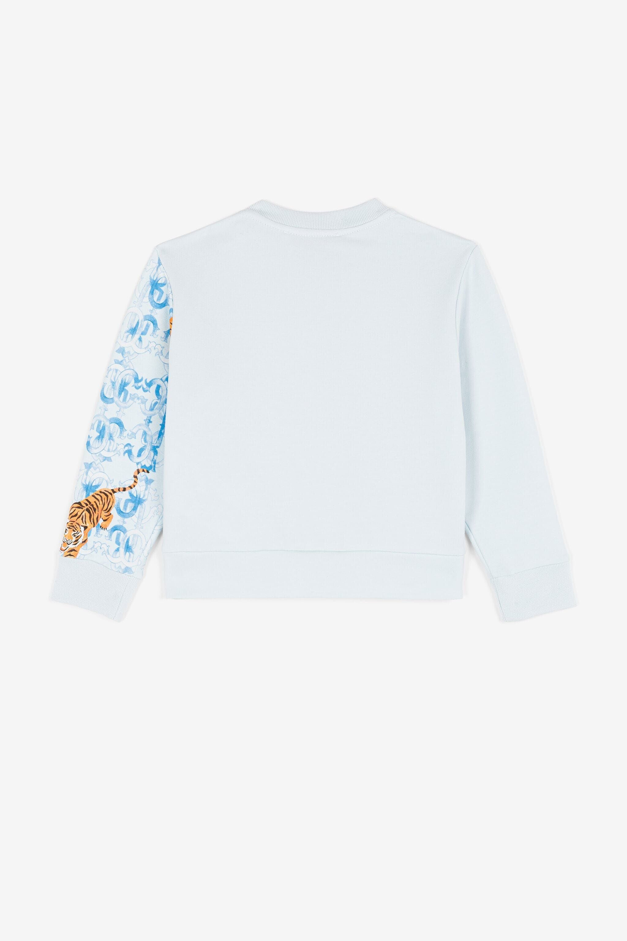 JU Sudadera con apliques y motivo de tigre JU Sudadera con apliques y motivo de tigre Azul claro QJT939-CF050