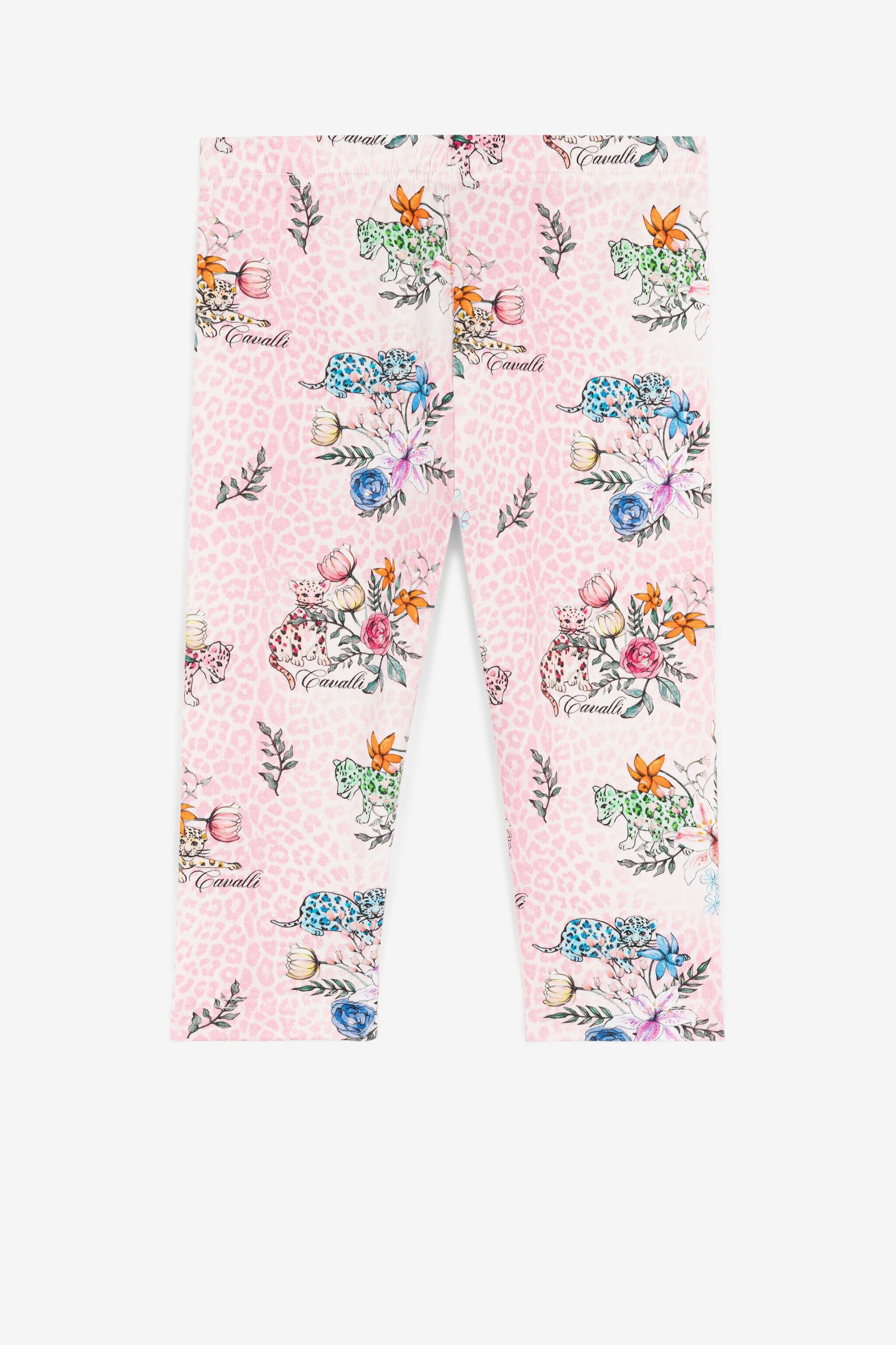 JU Legging en coton à imprimé jaguars et fleurs JU Legging en coton à imprimé jaguars et fleurs Rose QJT217-JVF63