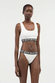 JC Weißes Baumwoll-Bralette mit Logoband WHITE UFU006-UF203