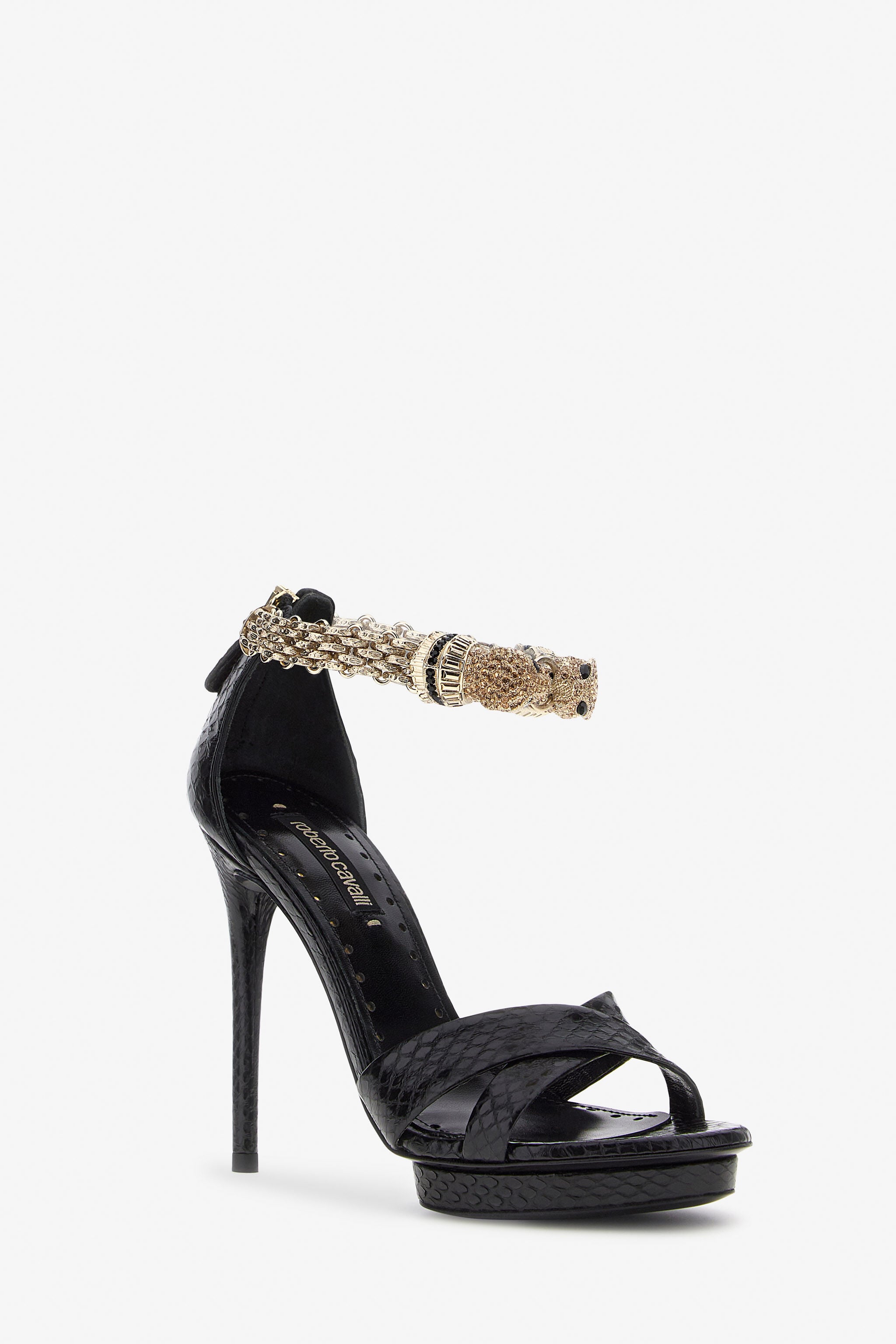 RC Panther-head high-heel sandals BLACK SKS132-PA001