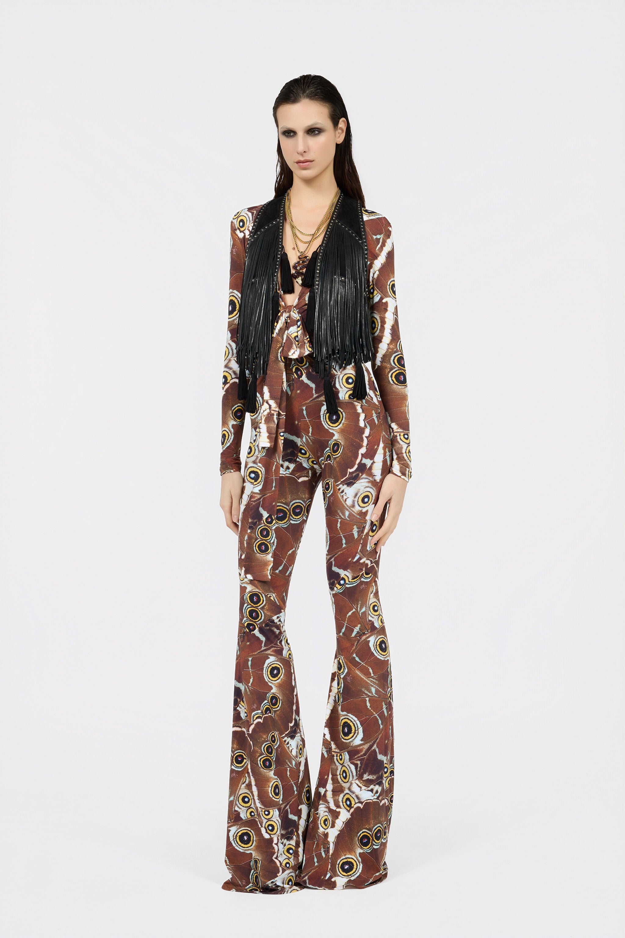 RC Mini Butterfly Print Jumpsuit BROWN XQT117-LNT27