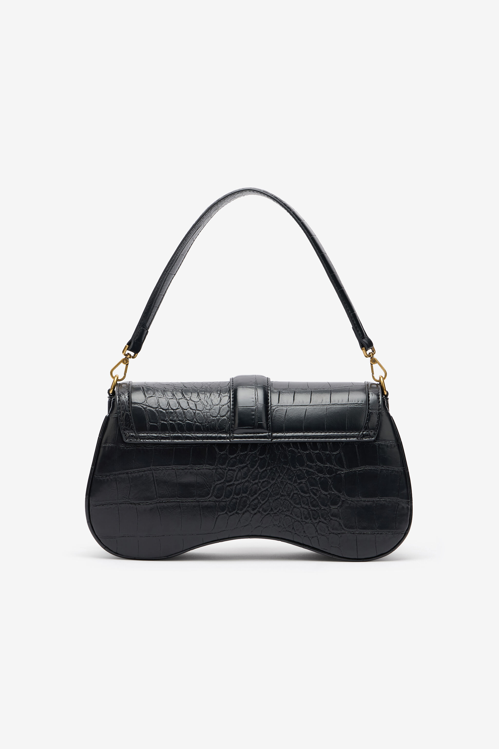 JC Black Studded Saddle Shoulder Bag With Snake Buckle JC Black Studded Saddle Shoulder Bag With Snake Buckle BLACK VFB035-VF667