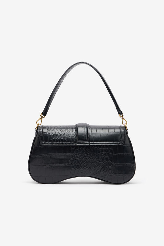 JC Black Studded Saddle Shoulder Bag With Snake Buckle JC Black Studded Saddle Shoulder Bag With Snake Buckle BLACK VFB035-VF667