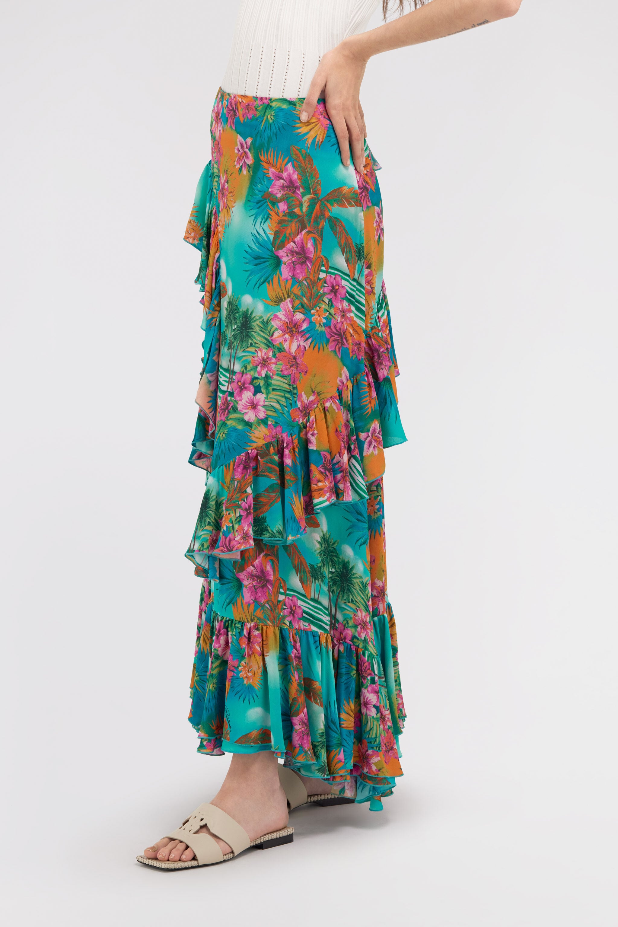 RC Hawaii Print Long Skirt RC Hawaii Print Long Skirt Light blue SKT301-7HI84