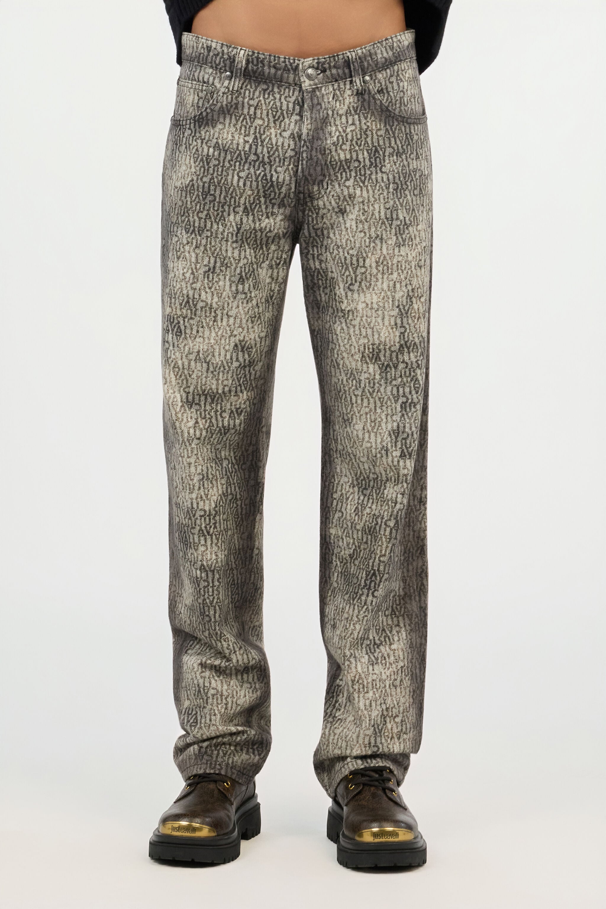 JC All-Over Logo Print Jeans BLACK VFJ009-VF028