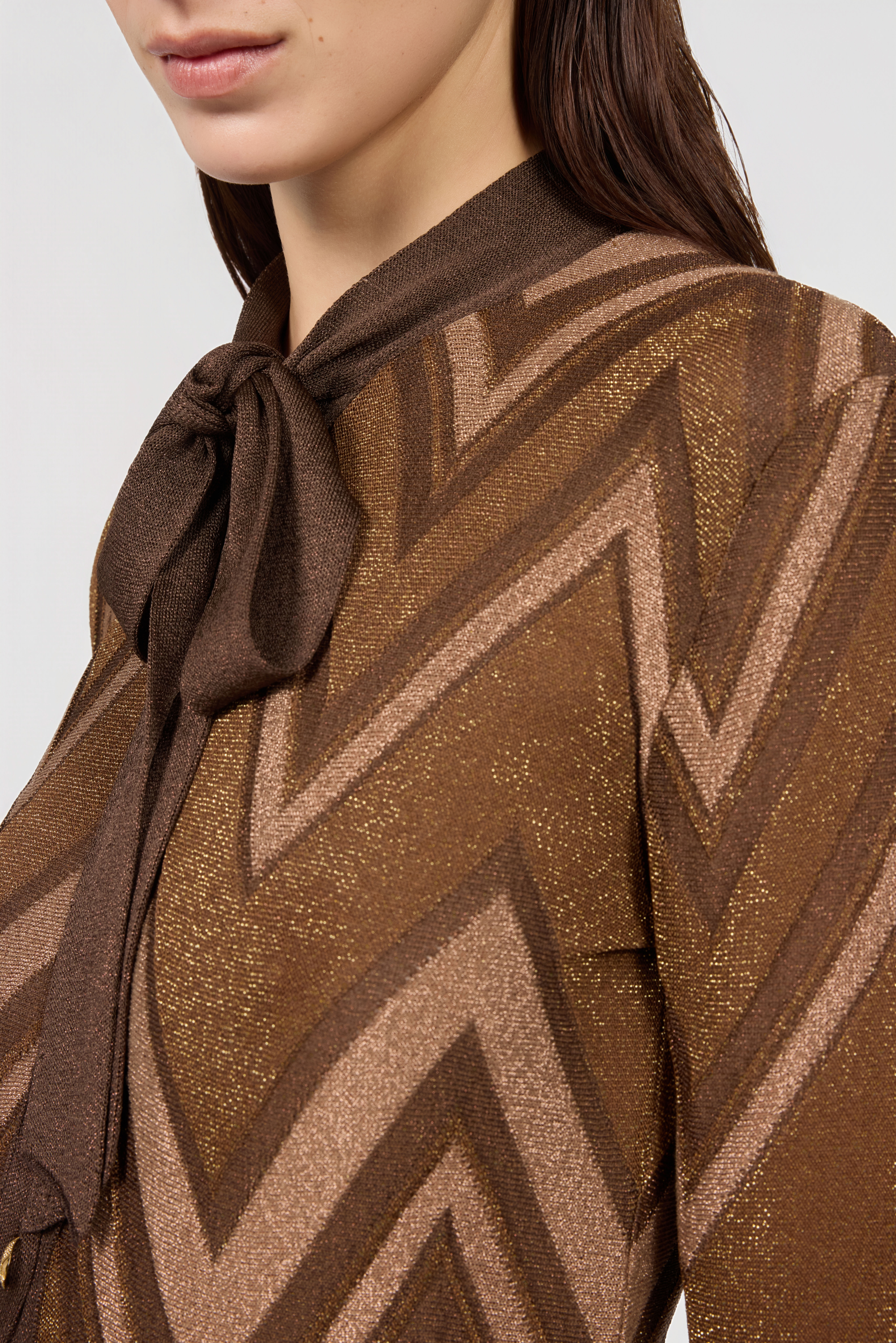 RC Langer Strickcardigan Mit Chevronmuster BROWN/PINK XQM908-MO007