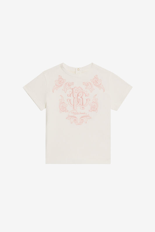 JU T-shirt with Monogram RC Embroidery MILKY WHITE TJT607-JD001