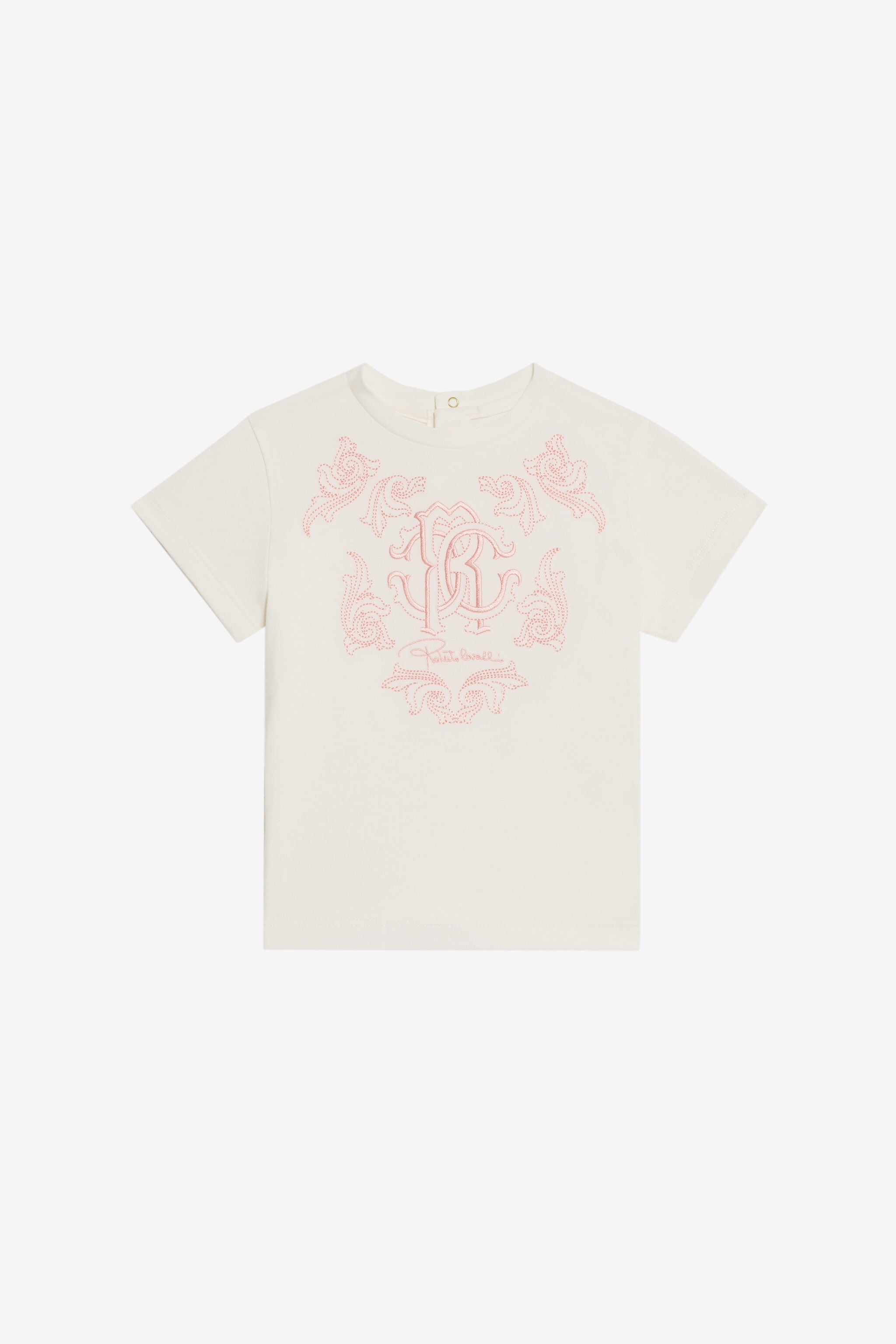 JU T-shirt with Monogram RC Embroidery MILKY WHITE TJT607-JD001