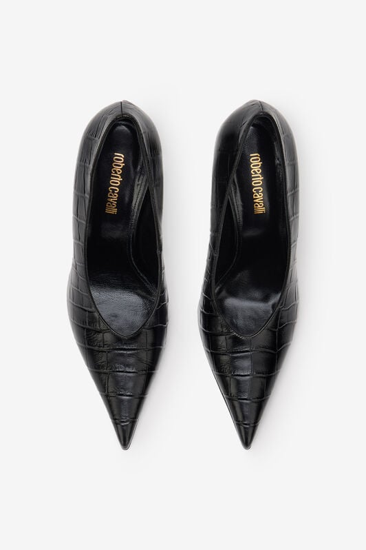 RC Black Croc-Embossed Pump With Monogram RC BLACK SOS00P-PZ037