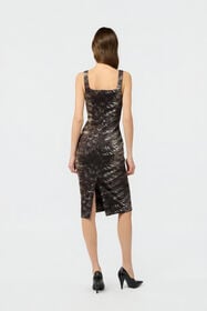 RC Vestido midi de jersey scuba con estampado Fur BLACK/BEIGE XWT140-NVT79