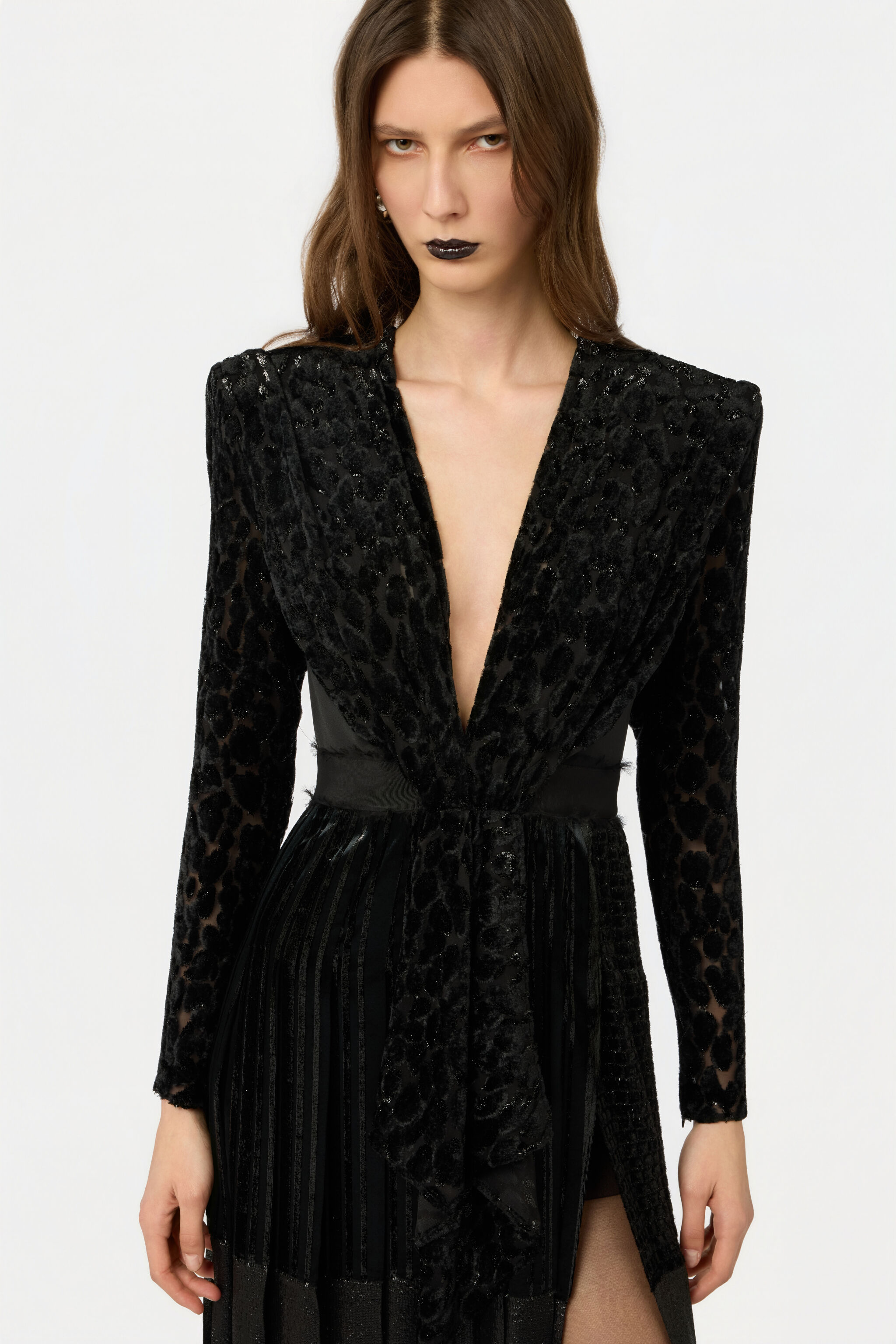 RC Robe Midi Noire En Velours Dévoré RC Robe Midi Noire En Velours Dévoré BLACK XWT110-VL009