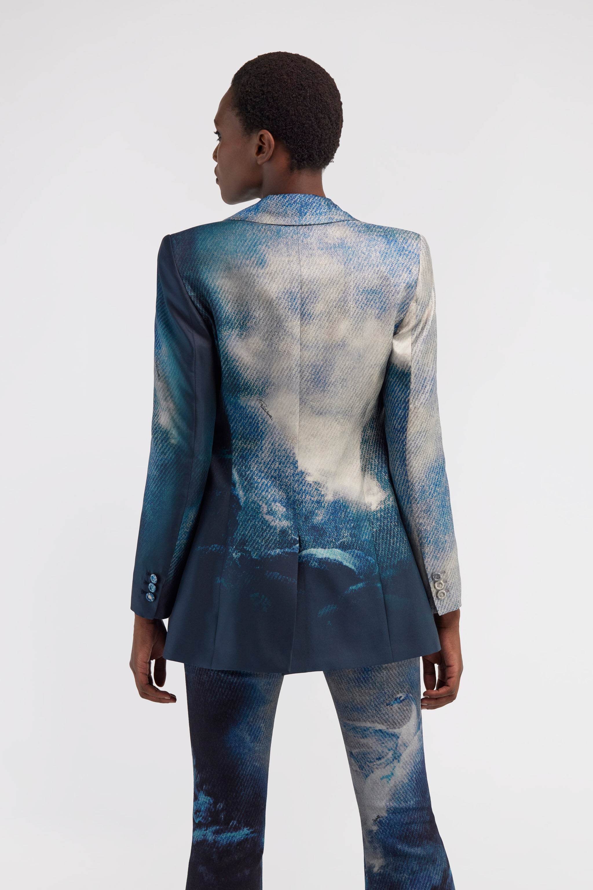 RC Single-breasted blazer with Denim Wild Leda print Dark blue RWT405-4QI16