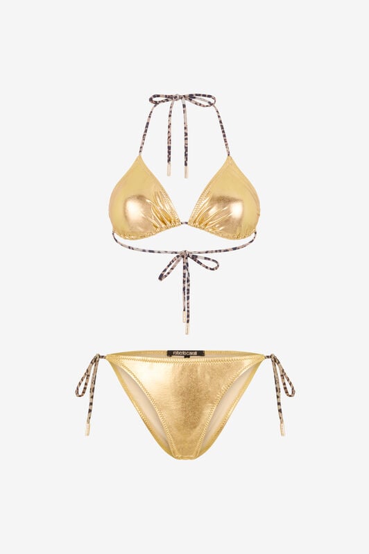 RC Bikini Dorado Laminado con Lazos de Estampado Leopardo RC Bikini Dorado Laminado con Lazos de Estampado Leopardo GOLD SOW00F-4G003